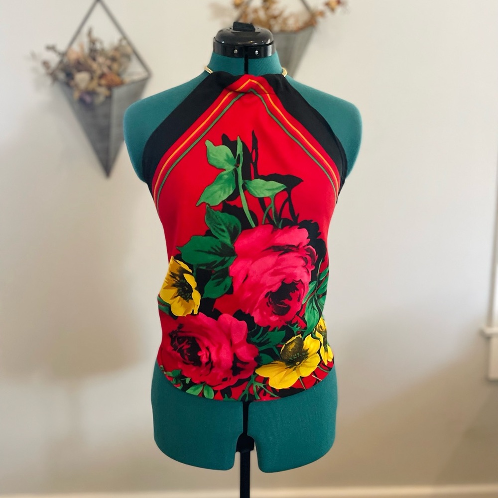 Vintage floral scarf top one of a kind